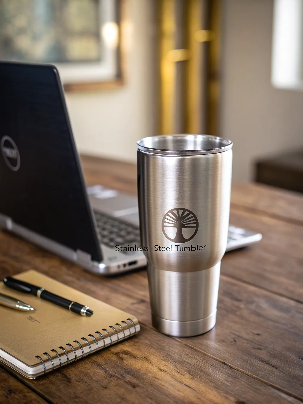 Precision engraved corporate branding on premium tumblers
