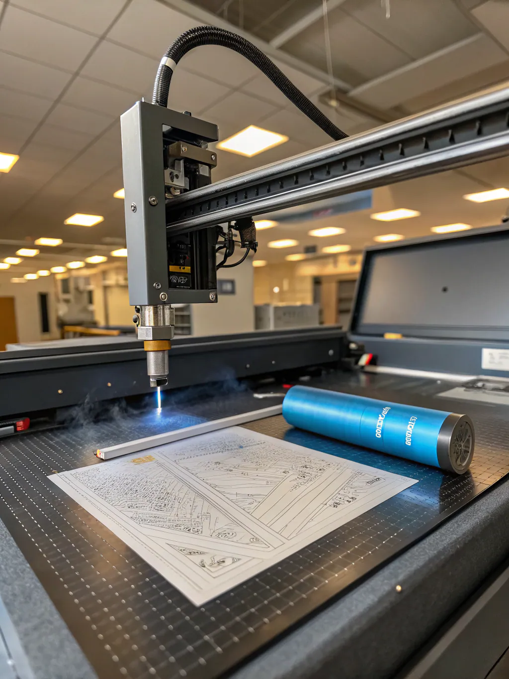 Professional laser engraving machine in operation at our Montreal facility