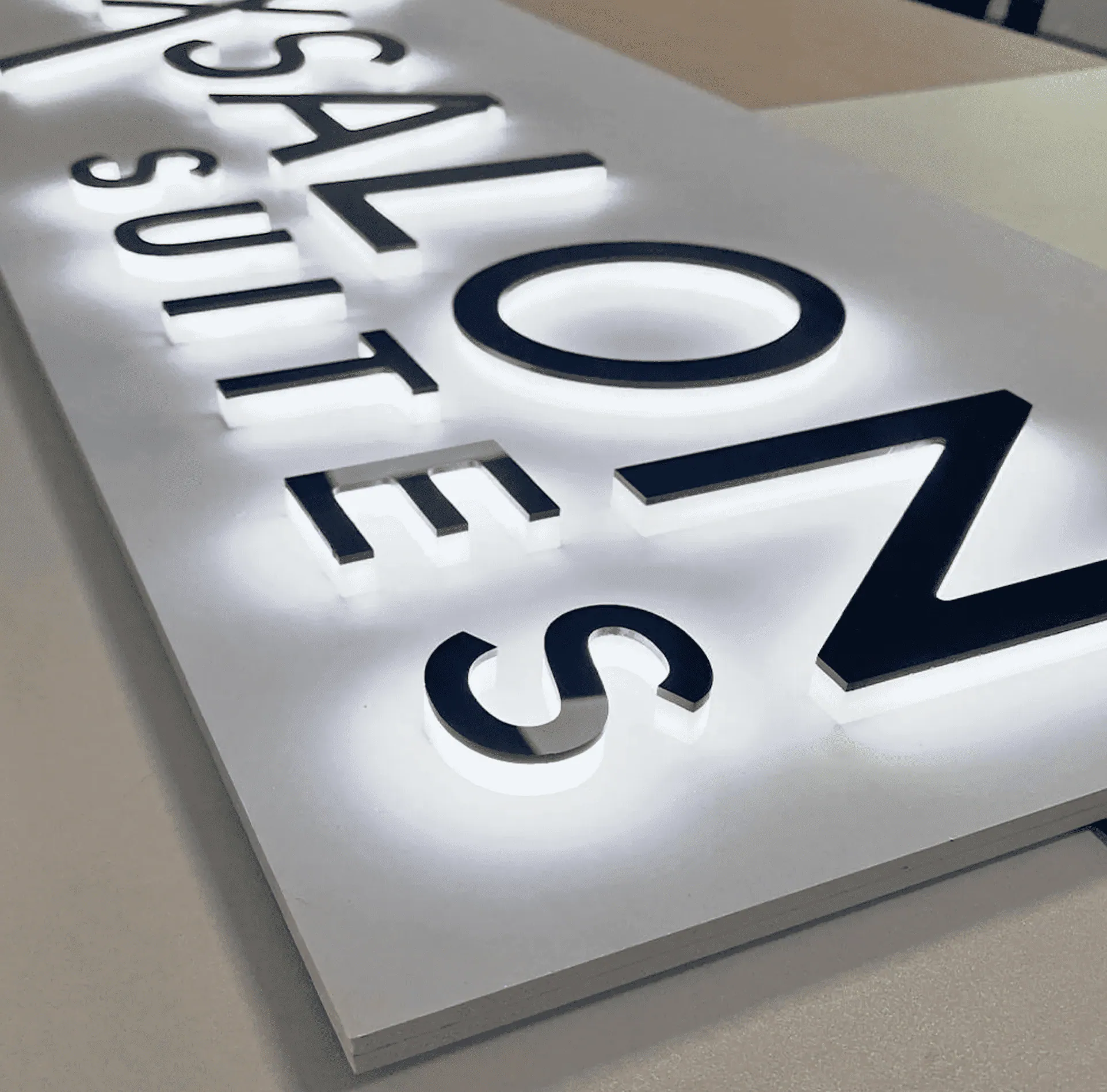 3D logo on reception wall